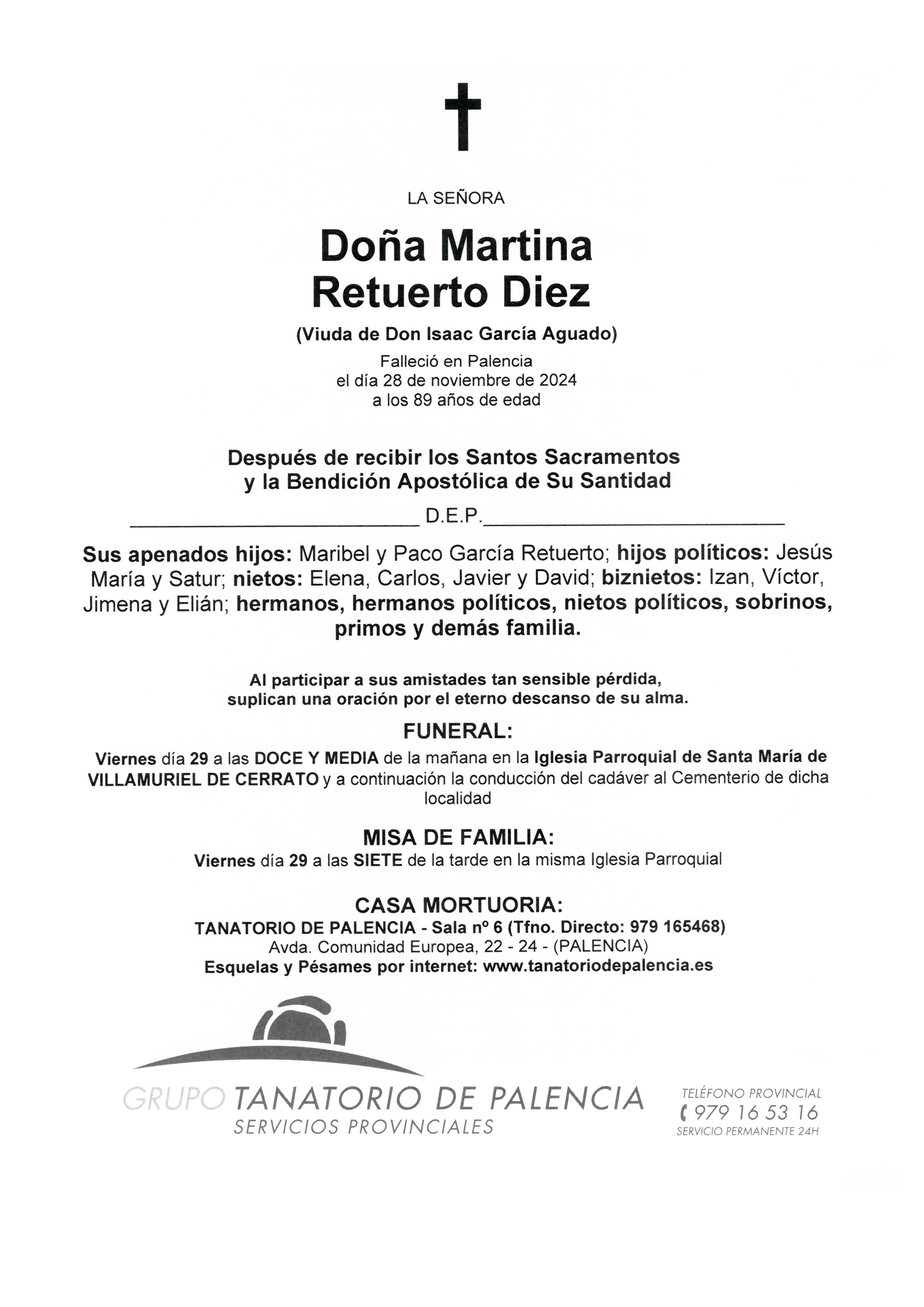 LA SEÑORA DOÑA MARTINA RETUERTO DIEZ